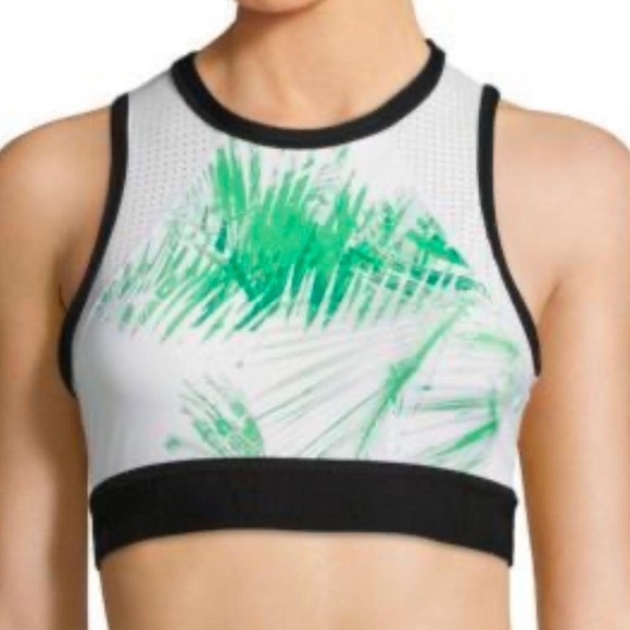 ALALA Tropical Palm Print Racerback Longline Sports Bra / Crop Top, Size S, - Picture 3 of 6